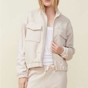 Monrow Women’s Bone Seamed Bomber Jacket Size L